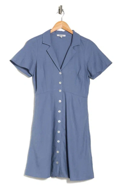 Madewell Kathy Retro Short Sleeve Mini Shirtdress In Teapot Blue