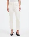 Madewell The Perfect Vintage High Rise Tapered Leg Raw Hem Jeans In White