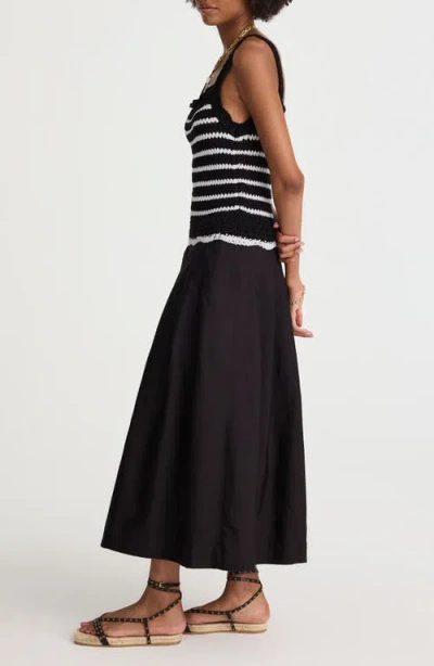 Madewell Knit & Poplin Midi Dress In Black