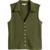 Madewell Crochet-knit V-neck Sweater Vest In Laurel Green