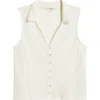Madewell Crochet-knit V-neck Sweater Vest In Vintage Ivory