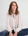 Madewell Lace-insert Button-up Long-sleeve Top In White