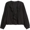 Madewell Lace-insert Ruffled Pintuck Long-sleeve Top In Black
