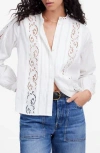 Madewell Lace-inset Pintucked Button-up Top In White