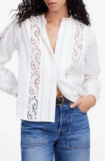 MADEWELL MADEWELL LACE INSET PINTUCK BUTTON-UP SHIRT