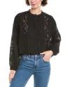 Madewell Lace-inset Pintucked Button-up Top In Black