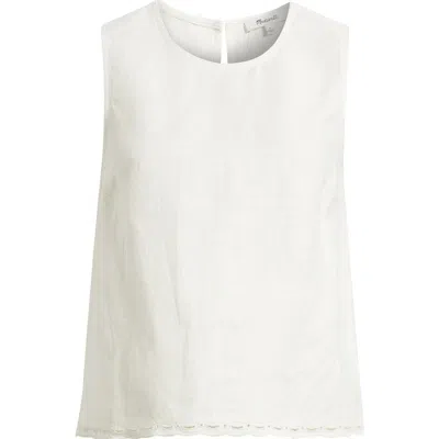 Madewell Lace Trim Pleated Linen Shell Top In White