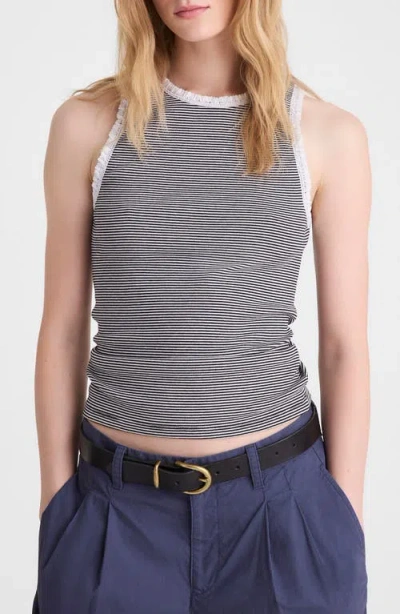 Madewell Lace Trim Rib Tank In Black