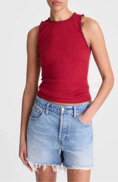 Madewell Lace Trim Rib Tank In Red