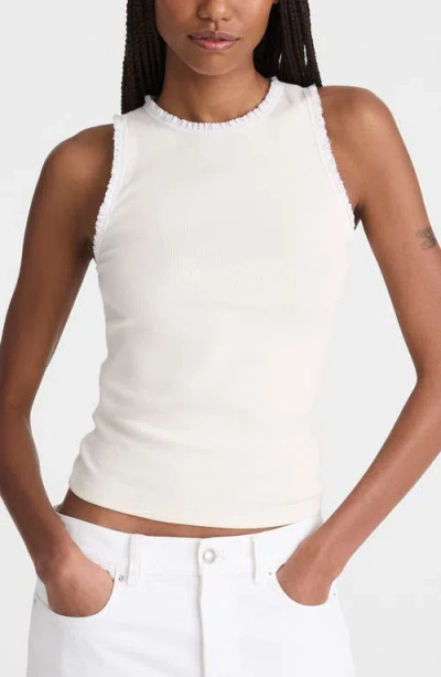 Madewell Lace Trim Rib Tank In White