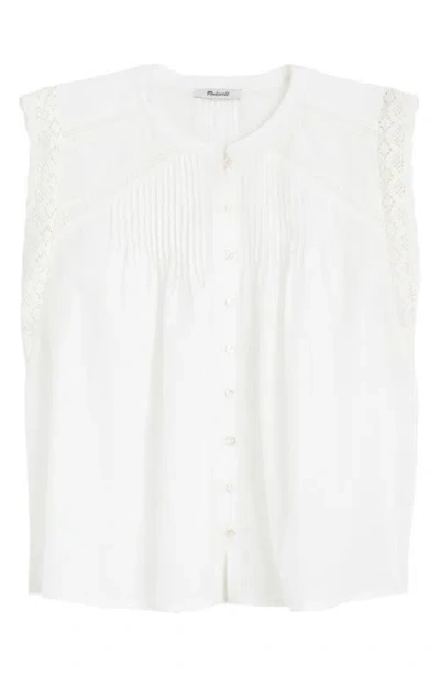 Madewell Lace Trim Sleeveless Top In White