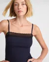 Madewell Lace-trim Square-neck Tank In Blue