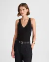 Madewell Lace-trim V-neck Tank In Black
