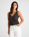 Madewell Lace-trim V-neck Tank In Brown