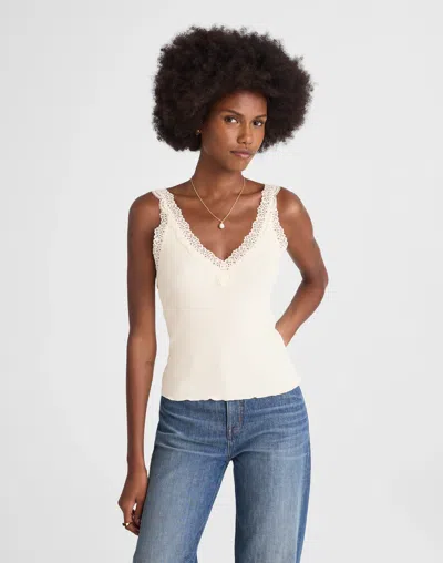 Madewell Lace-trim V-neck Tank In White