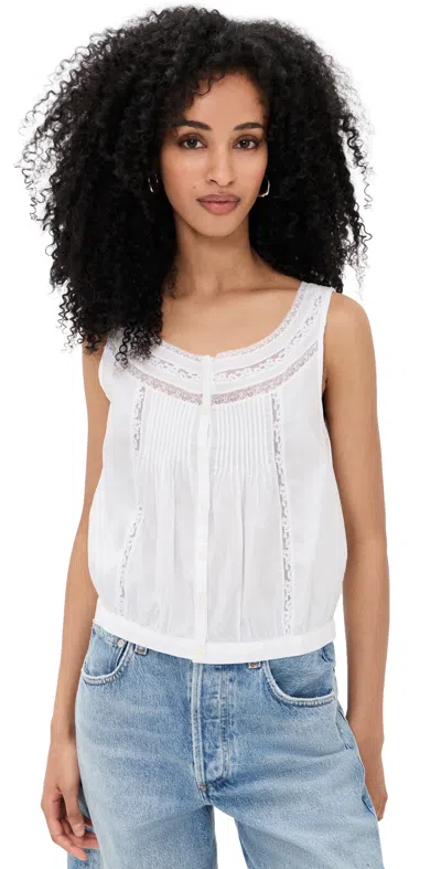 Madewell Lace-insert Pintuck Sleeveless Top White