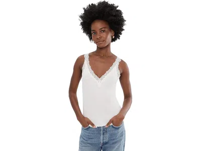 Madewell Lace-trim Ribbed V-neck Tank Top In White