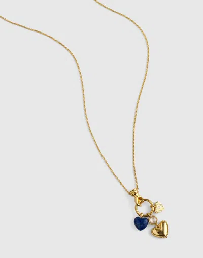 Madewell Lapis Heart Charm Long Necklace In Gold