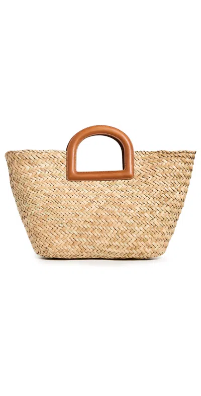 Madewell The Large Handwoven Straw Crossbody Basket Tote In Saddle Brown Multi