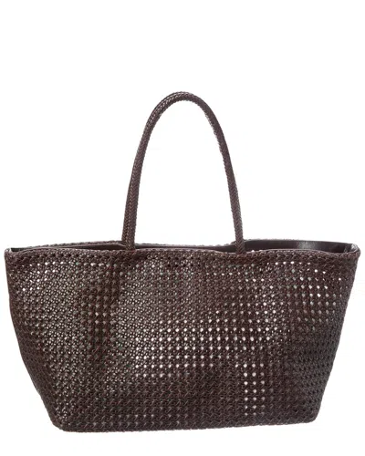 Madewell Large Leather Caning Tote In Brown