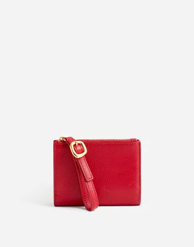 Madewell Leather Bifold Wallet Wristlet In Red