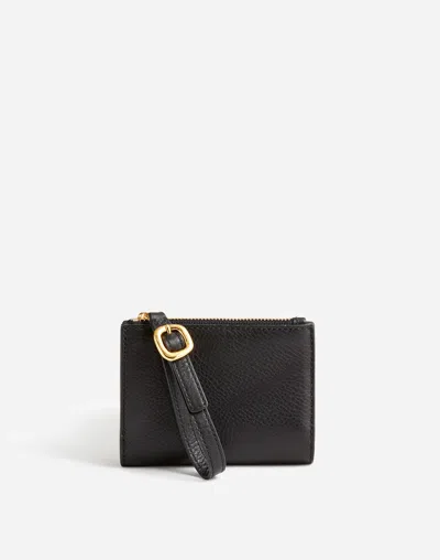 Madewell Leather Bifold Wallet Wristlet In Black