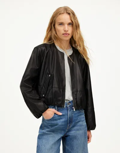 Madewell Leather Bubble-sleeve Jacket In True Black