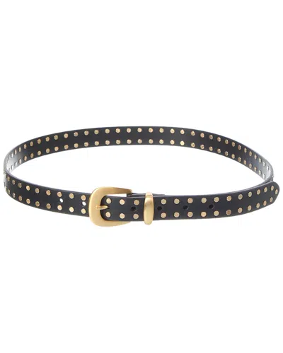 Madewell Leather Clean Western Flat Stud Belt In Black