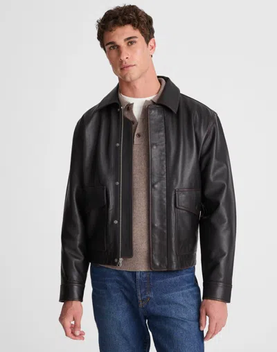 Madewell Leather Flight Jacket In Black