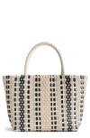 Madewell Leather Stripe Mini Woven Tote In Brown