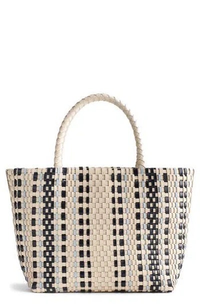 Madewell Leather Stripe Mini Woven Tote In Brown