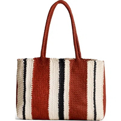 Madewell Leather Stripe Woven Tote In Multi