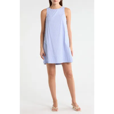 Madewell Leilani Cotton Chambray Shift Dress In Light Blue White Stripe