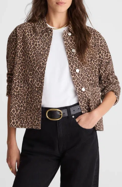 MADEWELL MADEWELL LEOPARD PRINT DENIM TRAPEZE JACKET