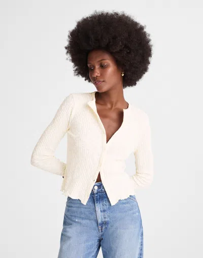 Madewell Lettuce-hem Ribbed Cardigan In Black