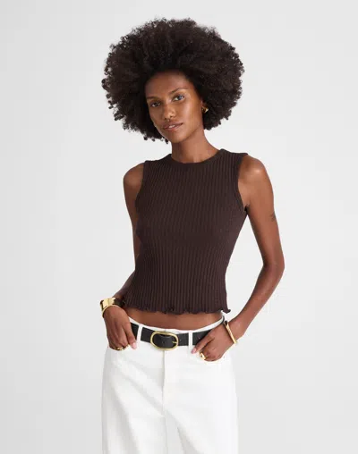 Madewell Lettuce-hem Ribbed Tank In Brown