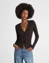 Madewell Lettuce-hem V-neck Cardigan In Brown