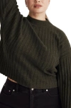 MADEWELL LEVI RIB MOCK NECK WOOL BLEND CROP PULLOVER SWEATER