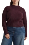 MADEWELL LEVI RIB MOCK NECK WOOL BLEND CROP PULLOVER SWEATER