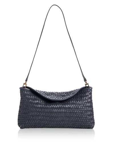 Madewell Lid Top Woven Leather Clutch In Yellow