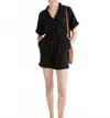 Madewell Lightspun Belted Safari Button Up Romper In Black In Black