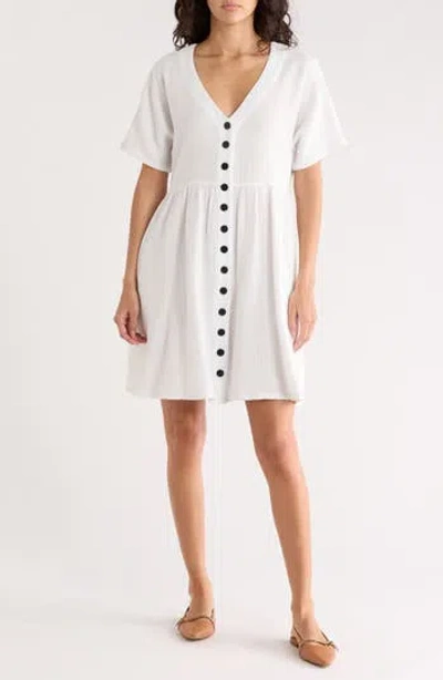 Madewell Lightspun Button Front Minidress In White