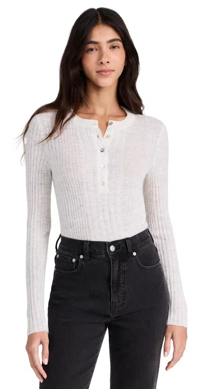 Madewell Lightweight Alpaca Madison Henley Pullover Heather Alabaster