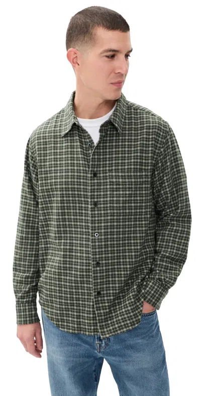 Madewell Lightweight Flannel Shirt Graphite Green Mini Windowpane