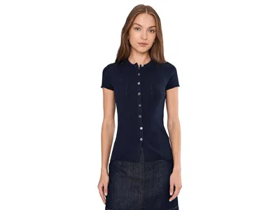 Madewell Lilla Short Sleeve Cardigan In Blue