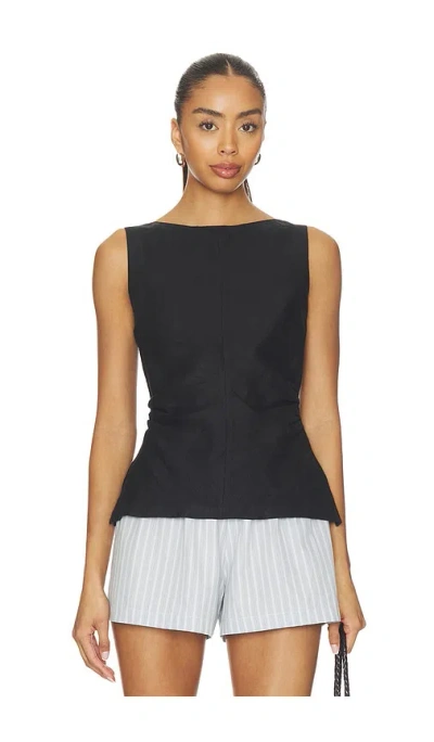 Madewell Linen Addison Top In Black