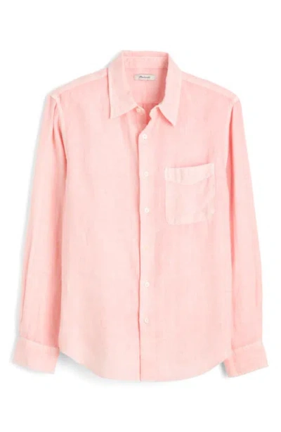 Madewell Long Sleeve Linen Top Solid Pink
