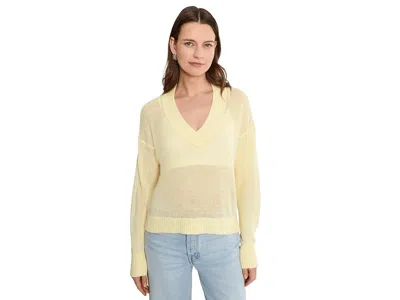 Madewell Linen Arline V-neck Pullover- Finer Count Women's Sweater Sheer Pineapple: 2xs (women's 000) In Yellow