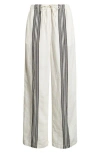 Madewell Pull-on Linen Pants Bold Placement Stripe Black In White