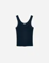 Madewell Linen-blend Scoopneck Sweater Tank In Blue